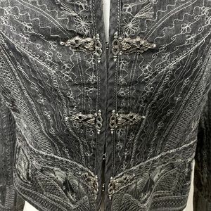 Elie Tahari Embroidered Gray Jacket.